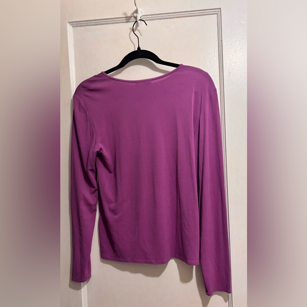 Eileen Fisher Purple 100% Silk Long Sleeve Knit Top Women’s Size Medium - Picture 2 of 4